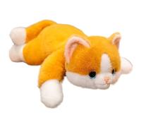 KUKUShining Cat Plush, Soft Cuddly Calico Cats Stuffed Animal Pet Realistic Kitten Plushie Toy Gifts for Kids Boys Girls Cuddling(Yellow,30cm/11.8in)