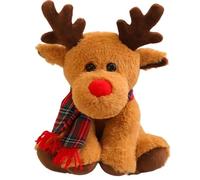 KUKUShining Christmas Reindeer Plush Toy, Soft Stuffed Animal Dolls Cartoon Cute Pillow Furry Plushie For Kids Gift(Dark Brown)