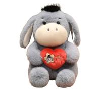 KUKUShining Donkey Plush, Soft Cuddly Stuffed Animal Donkeys with Heart-shaped Plushies Toy Home Decoration Gift for Playing(22cm/8.7in)