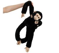 KUKUShining Hanging Chimpanzee Plush, Cute Soft Stuffed Animal Long Arm Gorilla Mama with Baby Doll Plushie Toy for Home Decoration(Black)