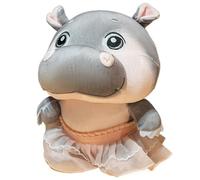 KUKUShining Hippo Plush, Realistic Hippopotamus Stuffed Animal Plushie Doll with Sunglass Scarf Skirt Soft Snuggly Playtime Companions for Childrens(White)