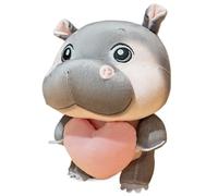 KUKUShining Hippo Plush, Realistic Hippopotamus Stuffed Animal Plushie Doll with Sunglass Scarf Skirt Soft Snuggly Playtime Companions for Childrens(Pink)