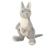 KUKUShining Kangaroo Plush Toy, Cuddly Mum Kangaroo Stuffed Animal with Babies Plushies Dolls Gifts for Collecting Playing(Grey,80cm/31.5in)