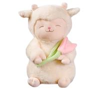 KUKUShining Lamb Plush Toy, Cuddly Smiling Sheep Stuffed Animal with Tulip Lamb Soft Pillow Plushie Dolls for Valentine's Gift(40cm/15.7in)