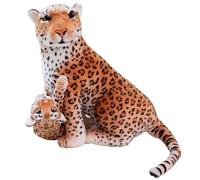 KUKUShining Leopard Plush, Cute Mother Leopard with Baby Stuffed Animal Dolls Cheetah Plushie Toys Gifts for Playing Collecting