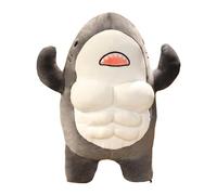 KUKUShining Muscle Shark Stuffed Animal Plushie,Buff Cuddly Shark Plush Toy Soft,Huggable, Perfect for Kids, Teens, Adults Choice(Grey,60cm/23.9in)
