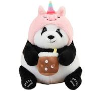 KUKUShining Panda Plush Toy, Cute Stuffed Animal with Hat Decoration Dolls Soft Pillow Kawaii Plushie For Baby Kids Birthday Gift(Pink,30CM/11.8in)