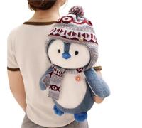 KUKUShining Penguin Backpack Plush, Cute Stuffed Animal Dolls with Scarf Soft Penguins Pillow Plushie Toy Gifts for Birthday Valentines(Blue)