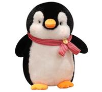 KUKUShining Penguin Plush Toy, Cuddly With Scarf Stuffed Animals Soft Pillow Cute Plushie for Gift Birthday Playtime Cuddling(Pink,25cm/9.8in)