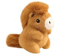 KUKUShining Pony Plush, Realistic Soft Cuddly Stuffed Animal Doll with Fluffy Tail Kawaii Horse Plushie Toy for Kids Girlfriends(Brown)