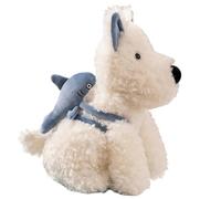 KUKUShining Puppy Plush Toy, Soft West Highland Stuffed Animal Doll Dog With Shark Backpack Plushie for Gift Birthday(Blue,48cm/18.9in)