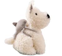 KUKUShining Puppy Plush Toy, Soft West Highland Stuffed Animal Doll Dog With Shark Backpack Plushie for Gift Birthday(Grey,48cm/18.9in)