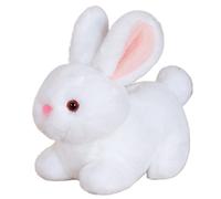 KUKUShining Rabbit Plush, Cuddly Soft Bunny Stuffed Animal Lying Down Long Eared Plushie Toy for Children Girls Boys Cuddling Playing(White,30cm/11.8in)
