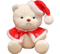 KUKUShining Teddy Bear Plush Toy, Cute with Santa Hat Stuffed Animals Plushie Fluffy Pillow Dolls Kids Girlfriend(Cape)