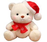 KUKUShining Teddy Bear Plush Toy, Cute with Santa Hat Stuffed Animals Plushie Fluffy Pillow Dolls Kids Girlfriend(Scarf)