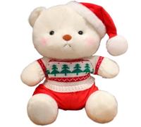 KUKUShining Teddy Bear Plush Toy, Cute with Santa Hat Stuffed Animals Plushie Fluffy Pillow Dolls Kids Girlfriend(Men)
