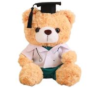 KUKUShining Teddy Bear Plush Toy, Soft Cuddly With Graduate Hat Stuffed Animal Bears Dolls For Graduation Ceremonies Party(Orange B)