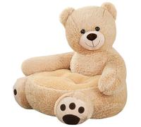 KUKUShining Teddy Bear Sofa Plush, Soft Stuffed Animal Chair Doll Cartoon Support Seat Cute Armchair Plushie Toy for Baby Toddler(Khaki)