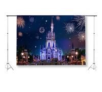 KUKUSOUL 5x3ft Castle Backdrop Fantastic Night View Fireworks Castle Background for Kids Baby Shower Cake Table Banner Photo Booth Shoot KU859