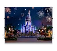 KUKUSOUL 7x5ft Castle Night Backdrop Fireworks Background for Children and Girl Birthday Party Photo Video Shooting Props KU683