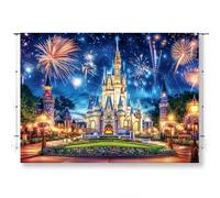 KUKUSOUL 7x5FT Castle Night Backdrop for Photography Princess Golden Castle Fireworks Background Baby Shower Children Portrait Cake Table Photo Booth Props KUBDJ1137