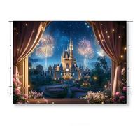 KUKUSOUL 7x5ft Night Castles Party Backdrops Castle Backdrop Fireworks Castle Backdrop Princess Birthday Background Christmas Decorations KUBSJ011