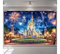 KUKUSOUL Fairytale Castle Backdrop Dream Fireworks Starry Night Background