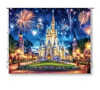 KUKUSOUL Fairytale Castle Backdrop Dream Fireworks Starry Night Background | Girls Princess Birthday Party Decoration Women Wedding Kids Party Baby Shower Photo Props Vinyl 10x8FT KUBDJ1173