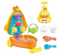 KUKUTrue® Duck Pull-Along Water Play Set for 3 4 5 6 7 8, 6PCS Sand Play Set with Waterfall Wheel, Beach Toys, Sand Toys, Bucket and Spade Beach Sets, Gift for 3-8 Kids Boys Girls