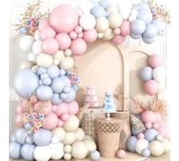 KUKUTrue® Gender Reveal Balloons Arch Kit, Spring Macaron Balloon Set, Pastel Balloons, 108-Piece, Pastel Pink Blue Yellow Gray, Versatile Decor for Party,Baby Shower, Birthday, Spring & Cottage Style