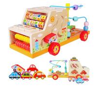 KUKUTrue® Montessori Toy 1 2 3 4 5 Years, Toys for 1 Year Old Boys, Educational Toys for 2-3 Year Olds, Wooden Toy, Fine Motor, Bead Maze, Abacus, Gift 1-5 Kids Boys Girls