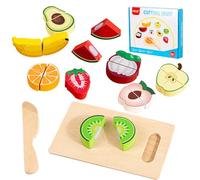 KUKUTrue® Montessori Toy 2 3 4 5 Years, Fruit Cutting Toys, Educational Toys for 2-3 Year Olds, Play Food, Wooden Food for Play Kitchen, Gift 2-5 Kids Boys Girls