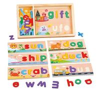 KUKUTrue® Montessori Toy for 3 4 5 6 7 8 Years, Educational Toys for 3+ Year Olds, Alphabet Puzzle, Wooden Box Spelling Word, Gift 3-8 Kids Boys Girls