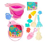 KUKUTrue® Toys for 3 4 5 6 7 Years, Beach Toys, Bucket and Spade Beach Set Kids, Play Sand, Collapsible Bucket and Spade Kids, Gift for Boys Girls Aged 3-7 Years