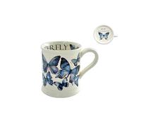 KUKUUU 12oz Ceramic Tomato Coffee Mug Milk Cup 340ML Tea Cup(Cream White Blue)