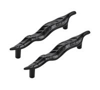 KUKUUU 2 Pcs Cabinet Leaf Shaped Drawer Pull Handles Dresser Closet Handle(Black,Hole Distance 96mm)