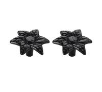 KUKUUU 2 Pcs Cabinet Leaf Shaped Drawer Pull Handles Dresser Closet Handle(Black,Single Hole A)