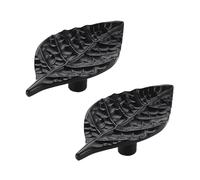 KUKUUU 2 Pcs Cabinet Leaf Shaped Drawer Pull Handles Dresser Closet Handle(Black,Single Hole B)