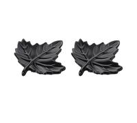 KUKUUU 2 Pcs Cabinet Leaf Shaped Drawer Pull Handles Dresser Closet Handle(Black,Single Hole D)