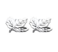 KUKUUU 2 Pcs Cabinet Leaf Shaped Drawer Pull Handles Dresser Closet Handle(Chrome,Single Hole D)