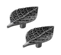 KUKUUU 2 Pcs Cabinet Leaf Shaped Drawer Pull Handles Dresser Closet Handle(Cobalt Nickel,Single Hole B)