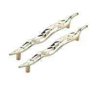 KUKUUU 2 Pcs Cabinet Leaf Shaped Drawer Pull Handles Dresser Closet Handle(Golden,Hole Distance 128mm)
