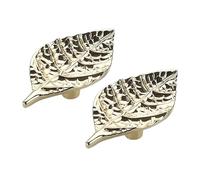 KUKUUU 2 Pcs Cabinet Leaf Shaped Drawer Pull Handles Dresser Closet Handle(Golden,Single Hole B)