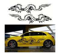 KUKUUU 2Pcs Car Body Side Stickers Dragon Graphics Self-Adhesive Vinyl Decals(Black)