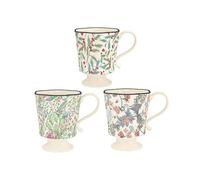 KUKUUU 3 Pc Ceramic Coffee Mugs 12.6oz/360ml Cup with Bird and Flower Patterns, Ideal for Milk, Tea, Coffee, Latte, Hot Chocolate