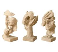 KUKUUU 3 Pcs Statue Face Character Art Crafts Resin Desktop Ornaments Sculpture Figurines(Sandstone)
