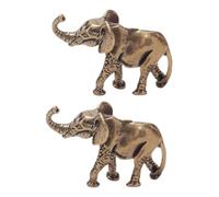 KUKUUU Art Statue Gifts 2pcs Brass Elephant Ornament Hook Rack Desktop Display Small Elephant Figurines Trunk Up Elephant Statues Chinese Zodiac Statue Desktop Toys Adukt Toys Elephant Car Copper