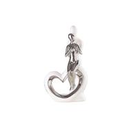 KUKUUU Cerami Couple Sculptures Modern Art Statue Home Desk Decoration(Silver)