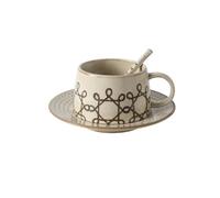 KUKUUU Ceramic Coffee Mug with Coaster and Spoon Set Home Afternoon Tea Art Cup(A)