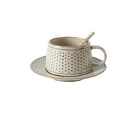 KUKUUU Ceramic Coffee Mug with Coaster and Spoon Set Home Afternoon Tea Art Cup(B)